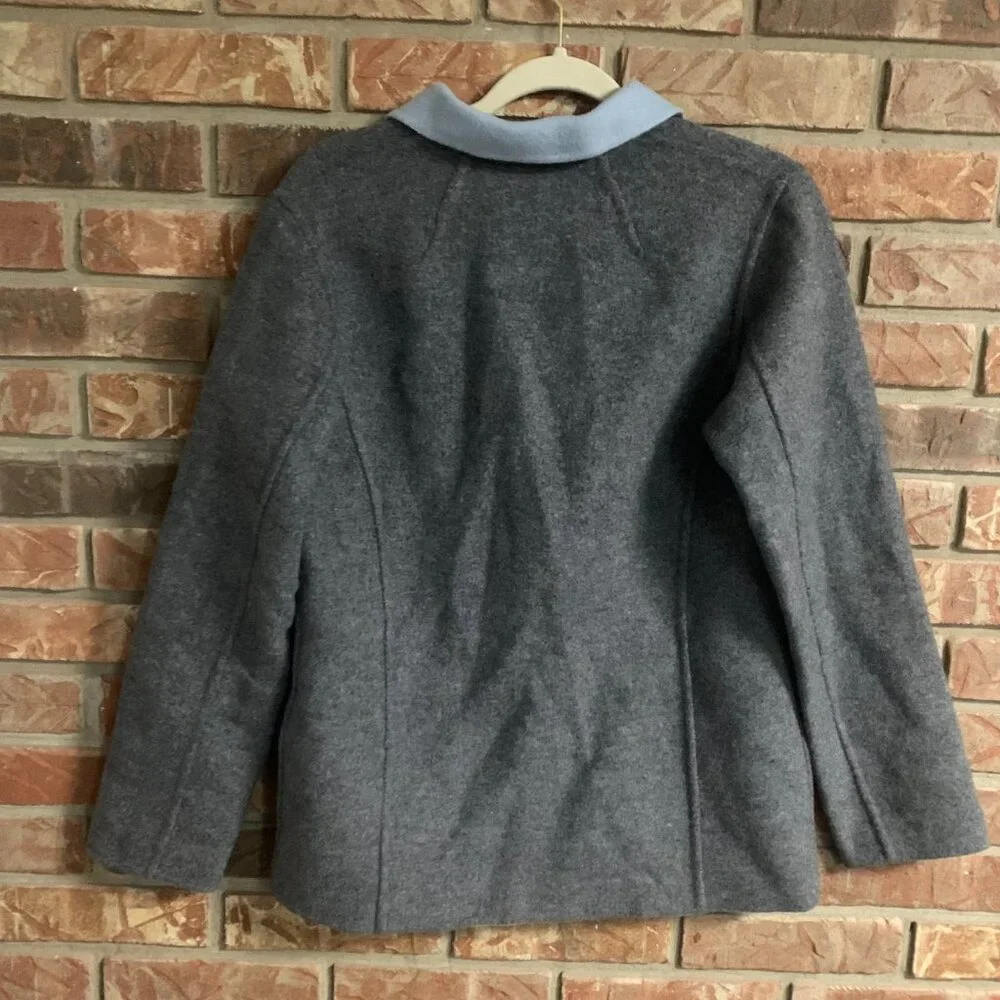 Pendleton Gray Light Blue Reversible Women's Small Button Down Cardigan EUC
